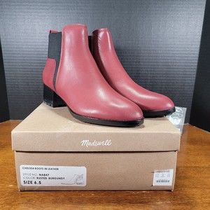 NEW MADEWELL Women's 6.5 Kathleen Boots Burgundy Chelsea Leather Lugsole NA847